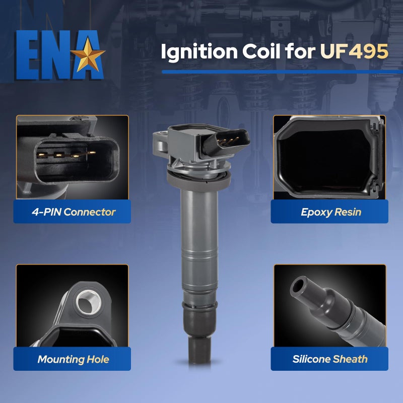 ENA Set of 4 Ignition Coil Coils Pack Compatible with Toyota Lexus Tundra 4Runner Tacoma Solara Matrix 2008 IS F 2006 2007 2008 2009 2010 2011 for UF495 C1426 90919T2006 1.8L 2.4L 4.7L 5.0L - Image 4
